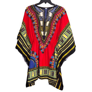 Vintage Dashiki Top Kaftan Tunic African Print Boho Festival One Size Fits Most